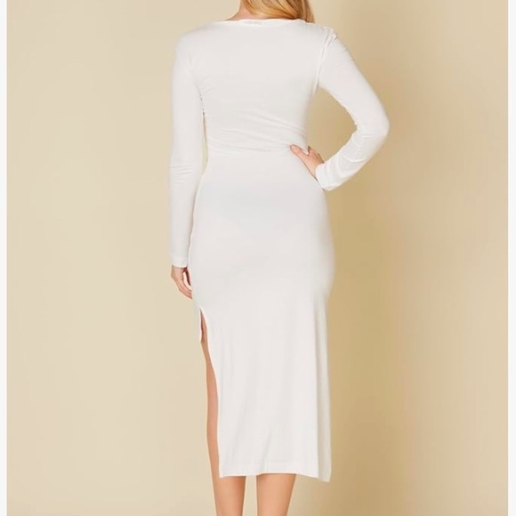 Brand New Paradigm White Asymmetric Midi Dress High Low Hemline Long Sleeves - Picture 5 of 13